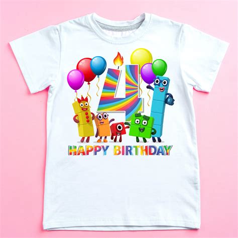Numberblocks 4th Birthday Tshirt Design Png Digital File For Etsy Finland