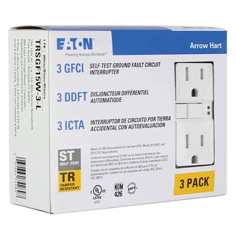 Eaton 15 Amp 125 Volts White Wall Self Test Gfci Receptacle 3pack
