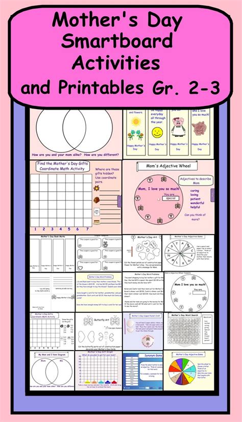 Mothers Day Interactive Smartboard Activities And Printables For Gr 2