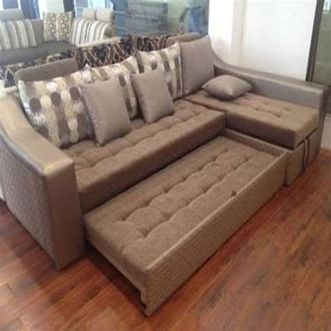 Suede Light Brown L Shaped Sofa Cum Bed Unique Furniture And Interior