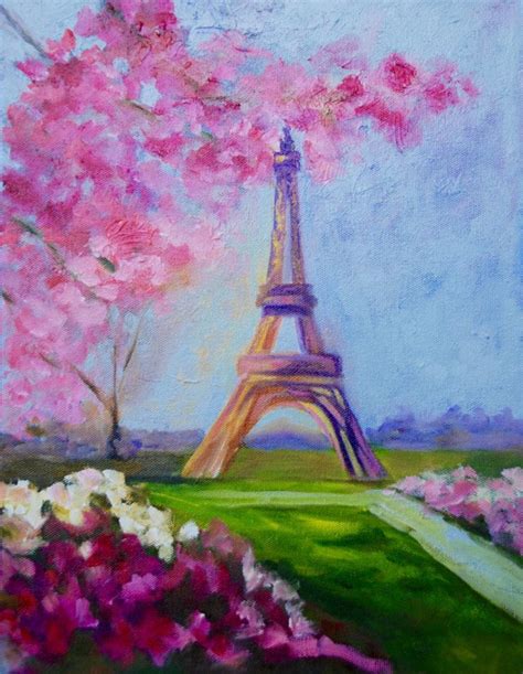 Eiffel Tower France 11 X 14 Modern Impressionist Original Oil Painting