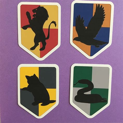 Set Of 4 Harry Potter Hogwarts House Crests Vinyl Sticker Etsy