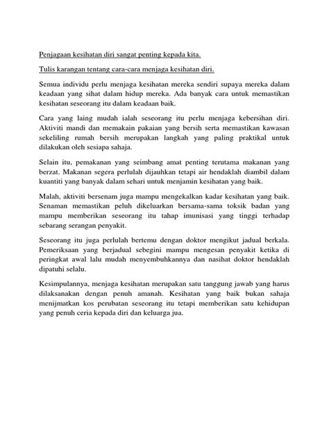 Sila click pada tajuk yang diingini untuk melihat contoh karangan. Tulis Karangan Tentang Cara-cara Menjaga Kesihatan