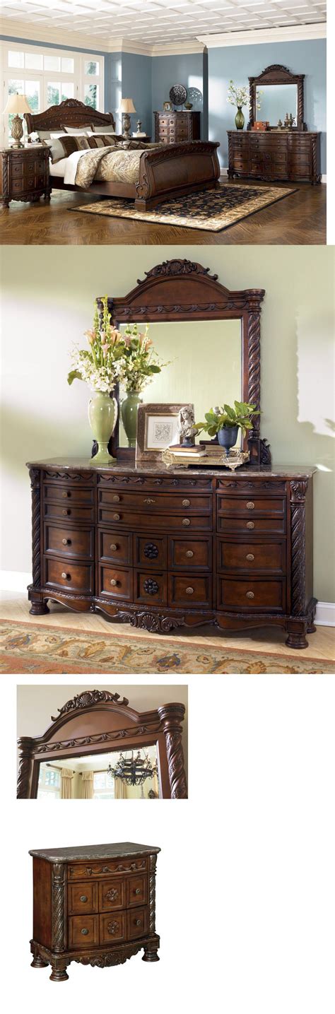 The opulent brown color flows beautifully over the decorative pilasters and ornate detailed appliques. Bedroom Sets 20480: Ashley Furniture North Shore Sleigh ...