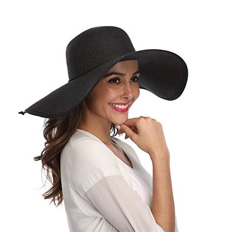 Lanzom Womens Wide Brim Straw Hat Floppy Foldable Roll Up Cap Beach Sun