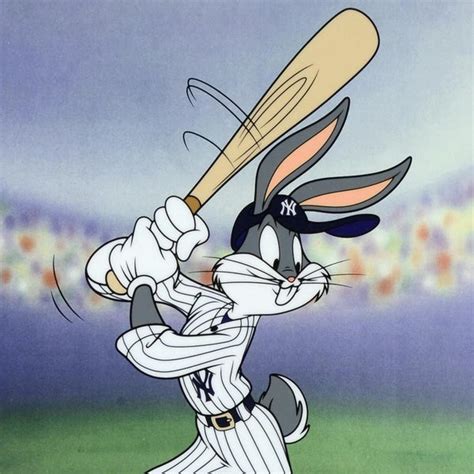 Warner Bros Sericel Bugs Bunny At Bat For The Yankees Authentic Images
