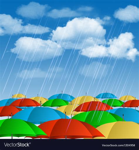 Colorful Umbrellas In Rain Royalty Free Vector Image