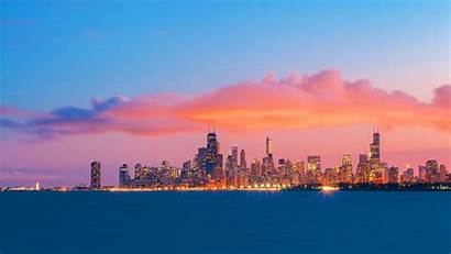 Skyline Chicago Sunset Widescreen