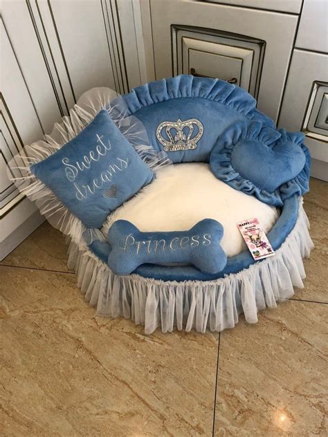 Check spelling or type a new query. Blue princess bed with crown sparkles Designer pet bet Cat ...