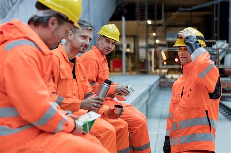 Construction Workers Eating Lunch Stock Image F0187039 Science