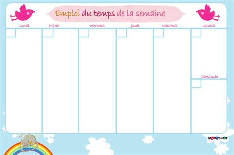 Téléchargez les plannings de semaine à imprimer. emploi-du-temps-arc-en-ciel « Le Cahier du FLE