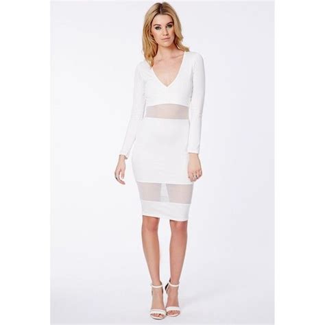 Missguided Talissa White Wrap Midi Dress With Mesh Detail White Midi