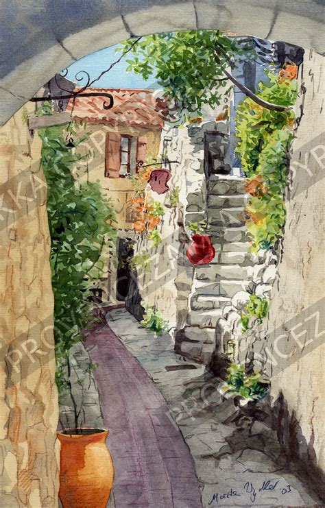 Alexa teaches you how to say this, these, that and those in french. Eze alley, France, water color painting, signed print ...