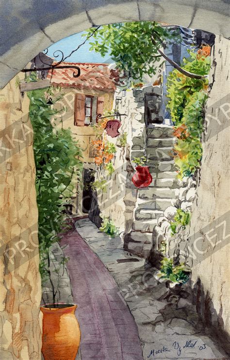 Great savings & free delivery / collection on many items. Eze alley, France, water color painting, signed print : Provence Decoration, The Provence ...