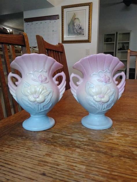 Pair Of Hull Double Handled Magnolia Matte 6 Inch Vases Pink Etsy
