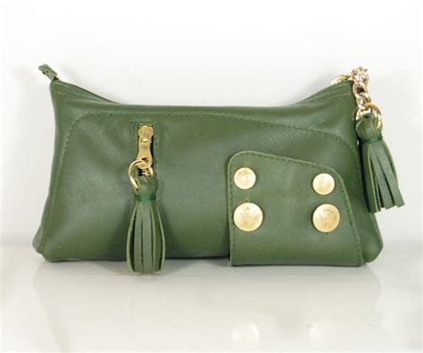 Olive Green Leather Clutch Bag Handmade Aw 13 By Delacyonline