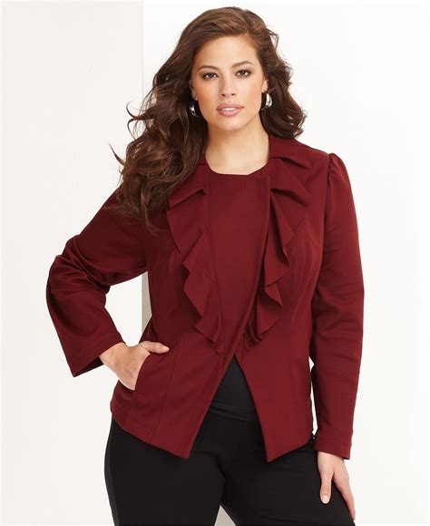 inc international concepts plus size jacket asymmetrical ruffle front ponte knit in berry