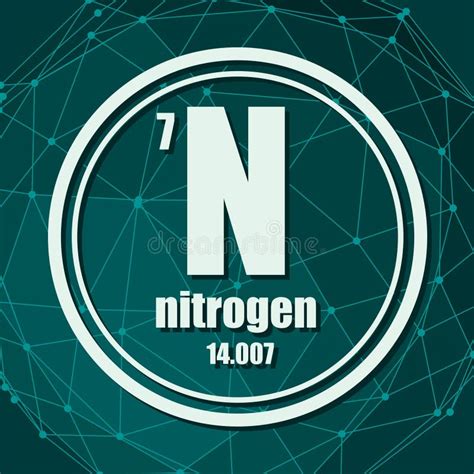Nitrogen Chemical Element Periodic Table Symbol Stock Illustration
