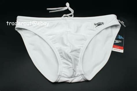 Speedo Men White Solar Swim Brief Bikini Swimwear Size 30 32 34 36 38 £