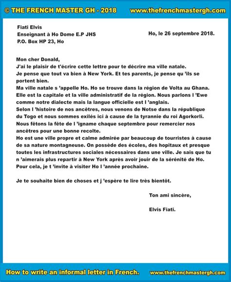 Informal Letter Format In French Birthday Letter