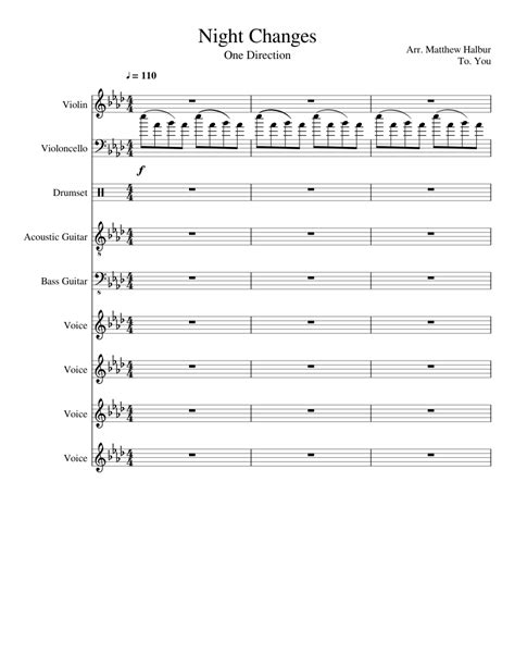 Night Changes Sheet Music For Piano Vocals Flute Contrabass And More