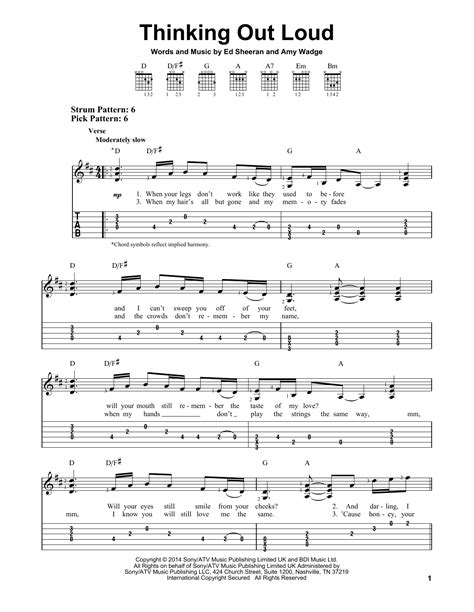 Thinking Out Loud by Ed Sheeran - Easy Guitar Tab - Guitar Instructor