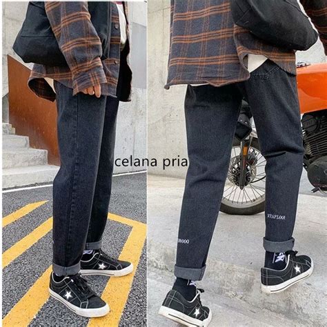 Jual Celana Jeans Pria Celana Oversize Pria Kulot Jeans Hitam Celana Pria Korea Celana Panjang