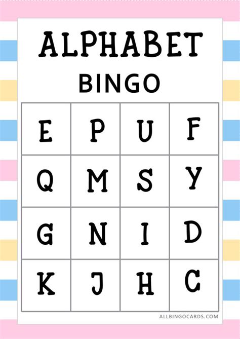 Free Printable Alphabet Bingo Game For Kids