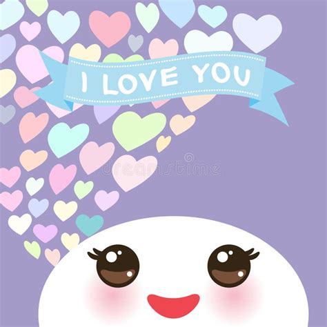 I Love You Kawaii Funny White Muzzle With Pink Cheeks And Eyes On Light