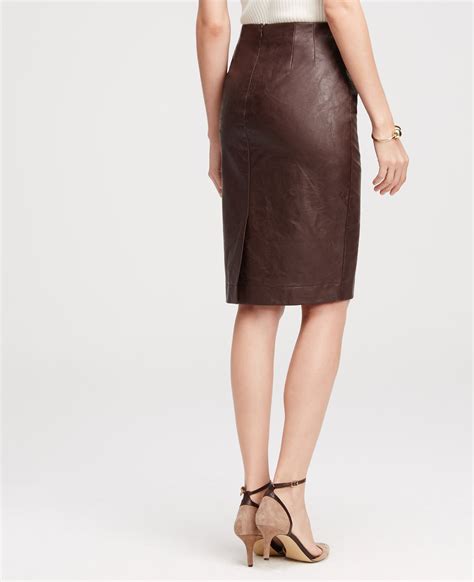 ann taylor faux leather pencil skirt in red lyst