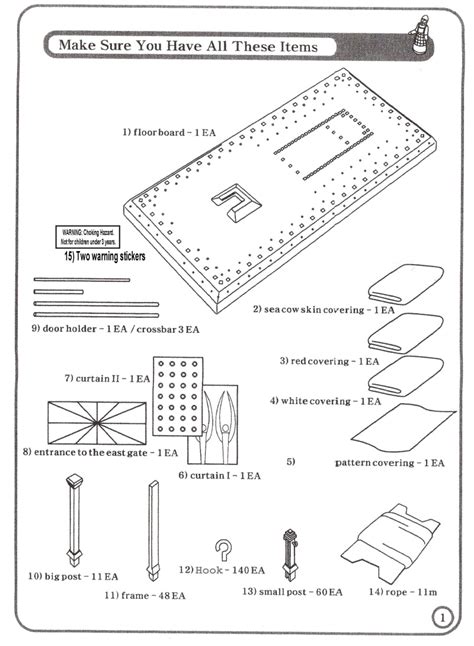 Tabernacle Instructions Kit Parts