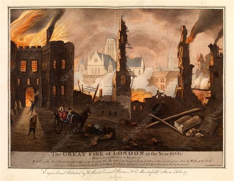 The great fire of london. Great Fire of London, 1666 - Stock Image - C030/3610 ...