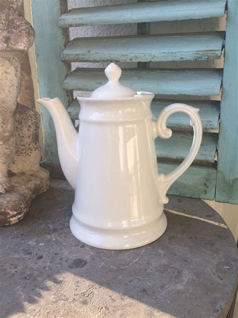 Large Heavy Antique Coffee Pot Thick Walled Porcelain Rustic Etsy