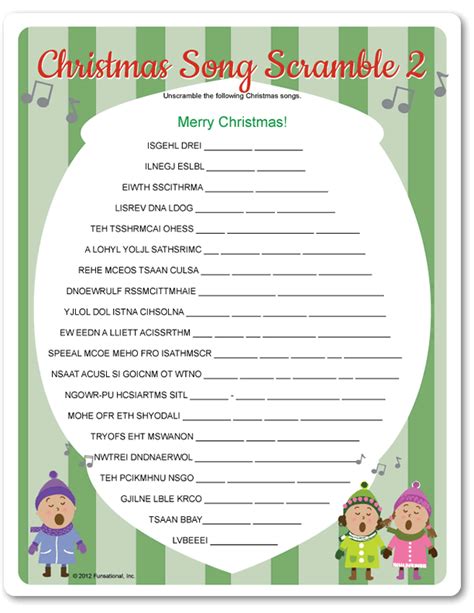 Free Printable Christmas Song Word Scramble Printable Templates