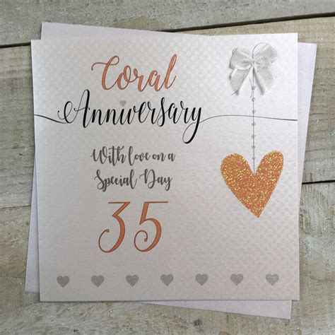 Coral 35th Anniversary Card For Grandparents Husband Wife Mum Etsy