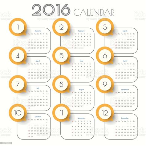 2016 Modern Calendar Template Vectorillustration Stock Illustration