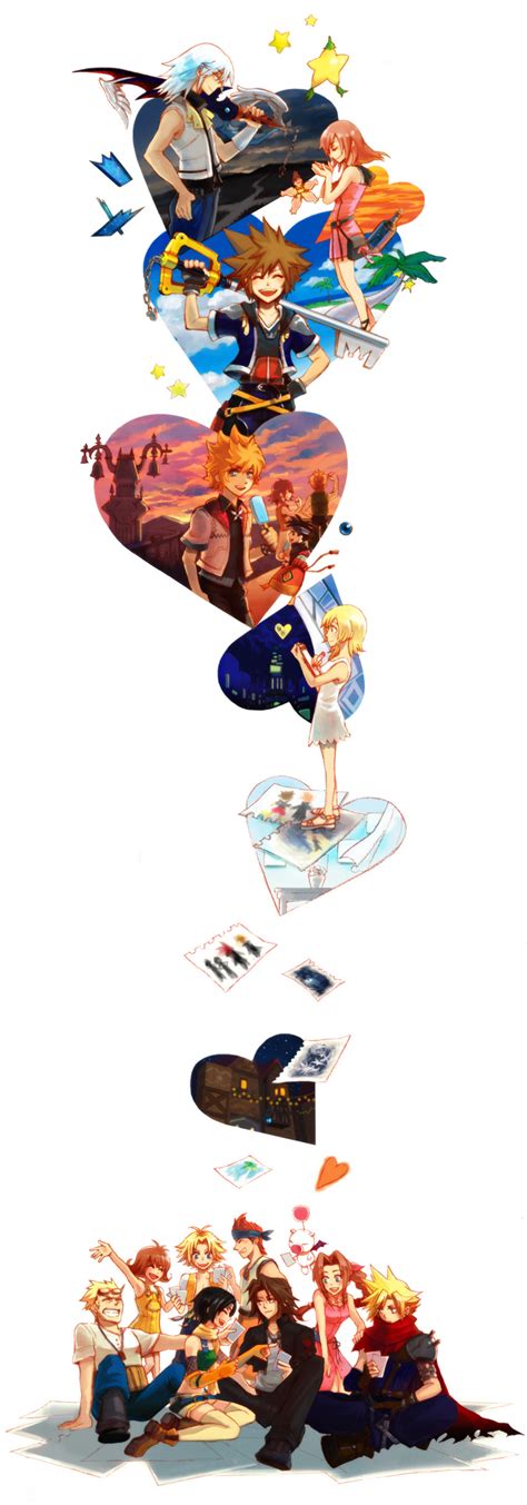 Biancax Aerith Gainsborough Cid Highwind Cloud Strife Hayner Kairi Kingdom Hearts Moogle