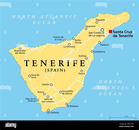 Tenerife Island Political Map With Capital Santa Cruz De Tenerife