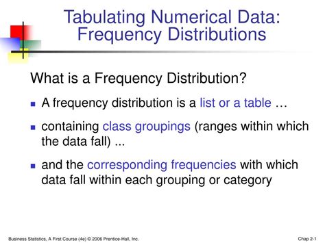 Maybe you would like to learn more about one of these? PPT - Tabulating Numerical Data: Frequency Distributions ...