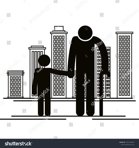 Grandfather Grandson Silhouettes Avatars Stock Vector Royalty Free