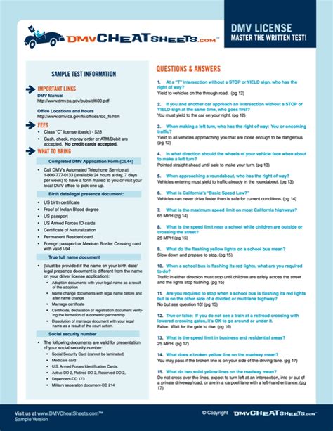 Ma Learners Permit Cheat Sheet And Practice Test Bundle