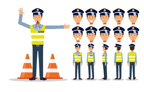 1600 Police Directing Traffic Stock Illustrations Royalty Free