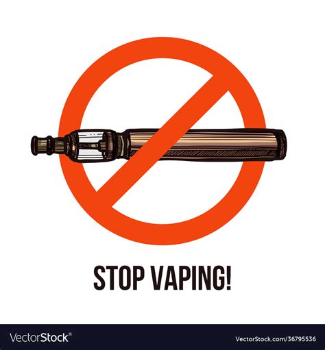 Stop Vaping Sign Smoking Ban Emblem Royalty Free Vector