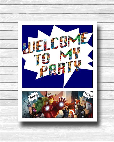 Avengers Welcome To My Party Birthday Party Welcome Sign Etsy