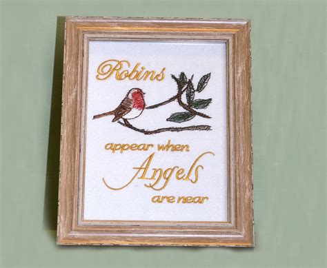 Robins Appear When Angels Are Near Memorial Embroidered Etsy