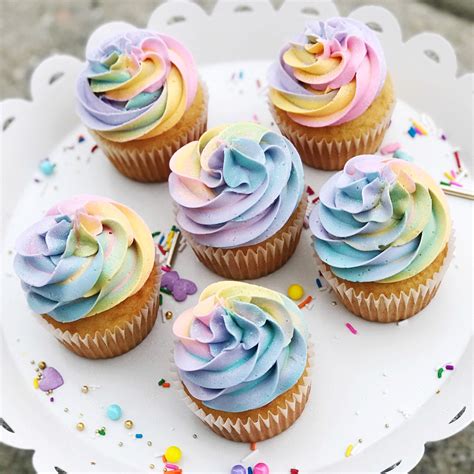Rainbow Icing Cupcakes Cupcake Icing Buttercream Frosting Rainbow