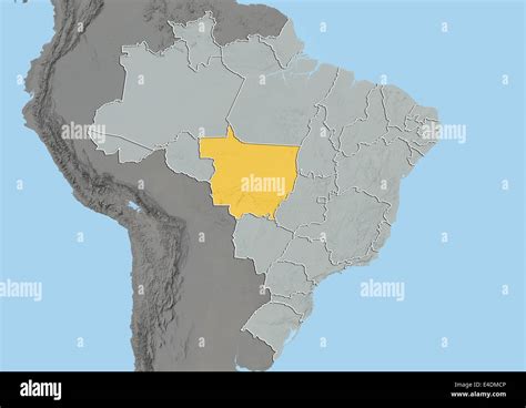 State Of Mato Grosso Brazil Relief Map Stock Photo Alamy
