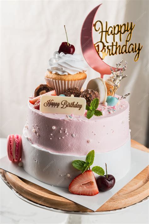 Premium Photo Delicious Birthday Cake With Happy Birthday Tag