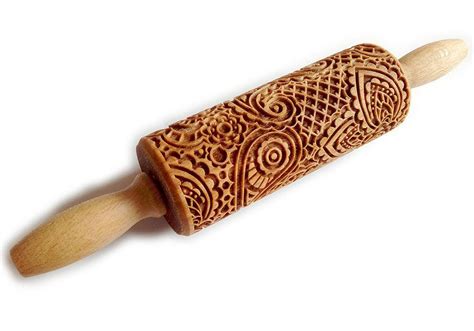 Small Rolling Pin Paisley Laser Engraved Rolling Pin Embossed