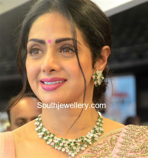 Sridevi Kapoor In Diamond Emerald Necklace Jewellery Designs